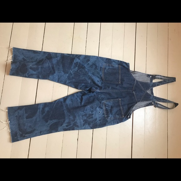 Jean overalls bleach tie-dye women’s LARGE - Picture 2 of 5